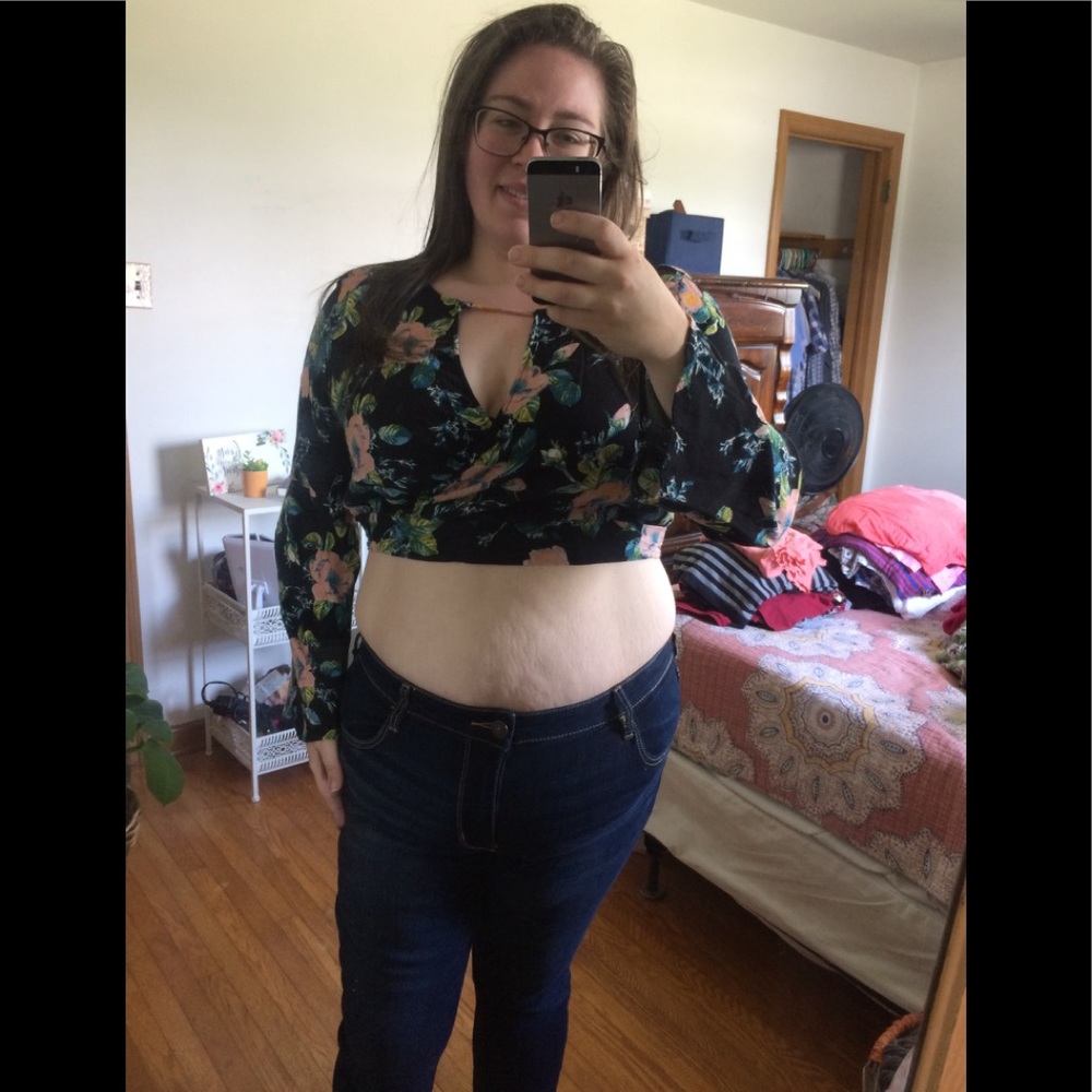 Floral long sleeve Crop Top